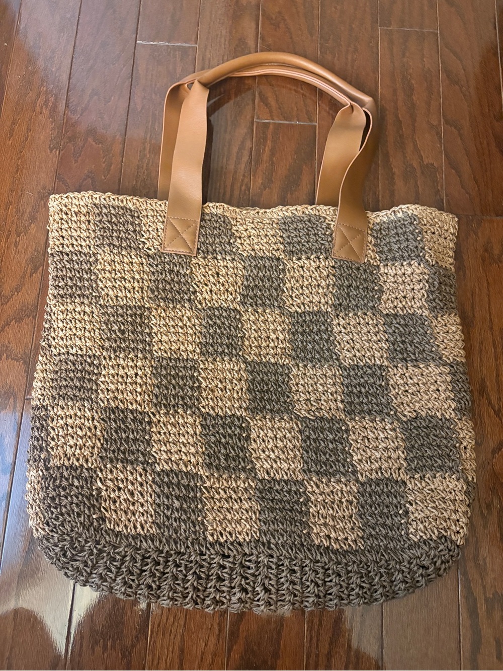 RUSTY Checkered Straw Beach Bag NWOT